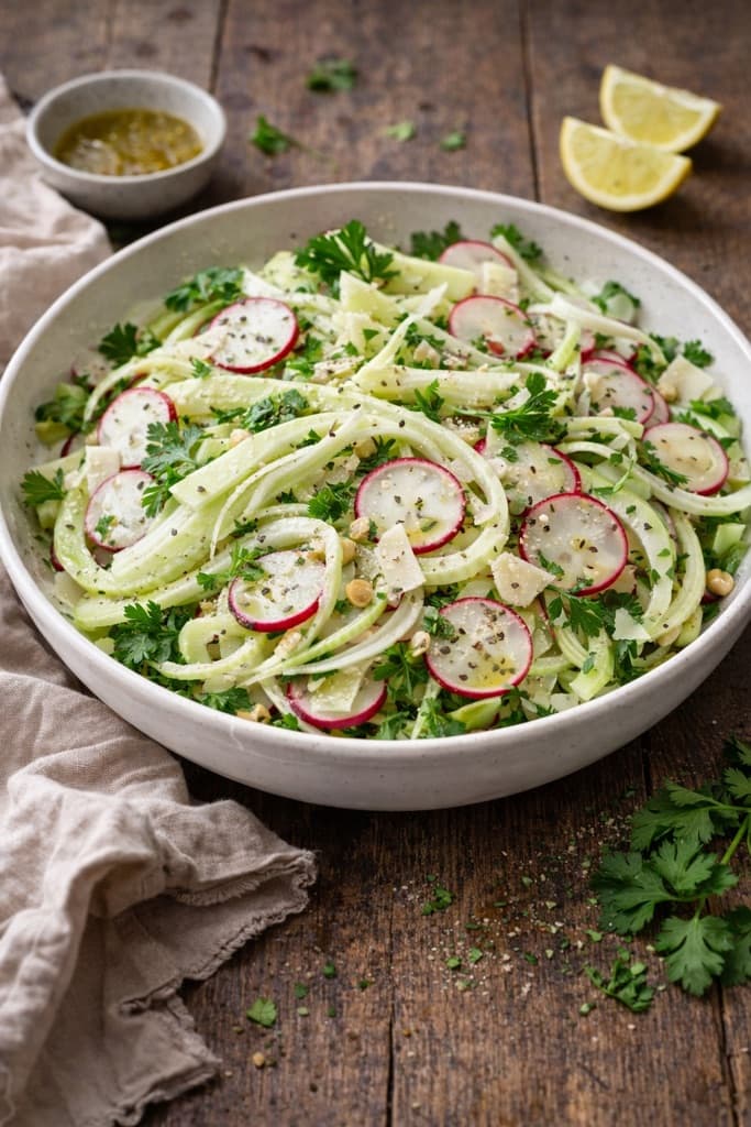 Revet fennikel og reddiker