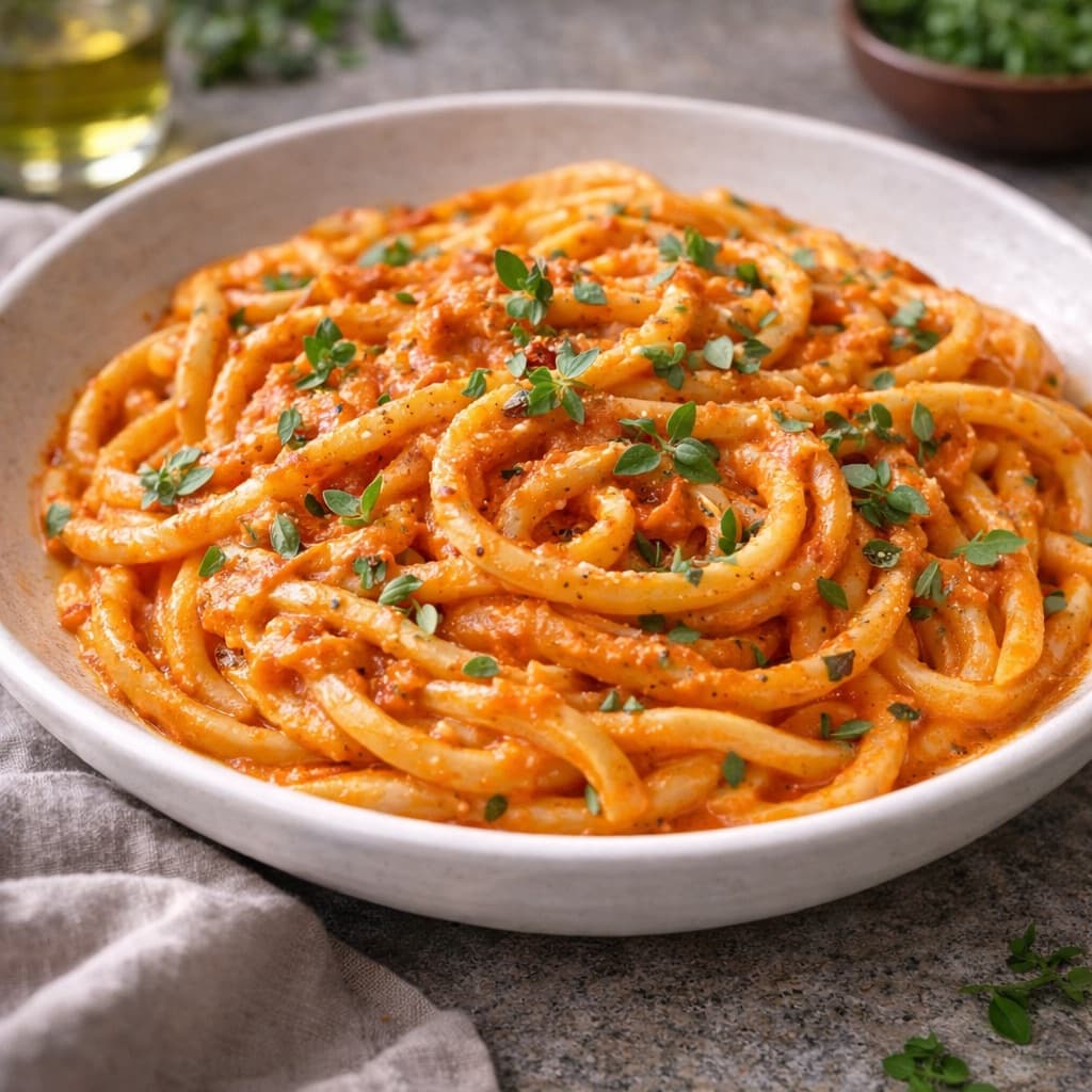 Bucatini med paprikasaus