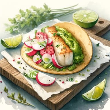 Fisketaco med sitrussyltet reddik