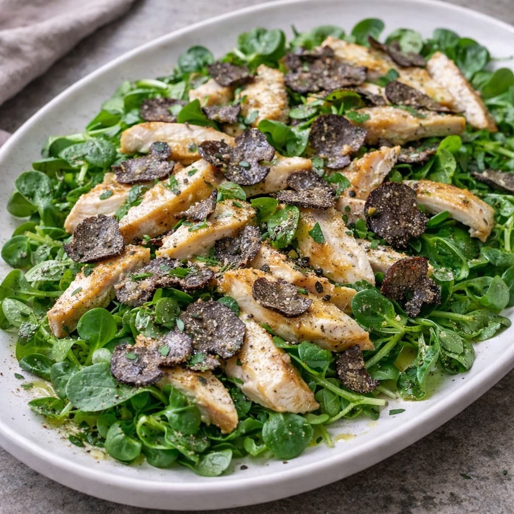 Feldsalat med trøffel og kylling