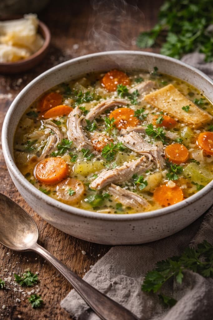 Kylling- og hvitløksuppe