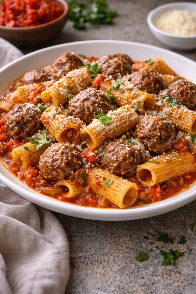 Rigatoni med kjøttboller