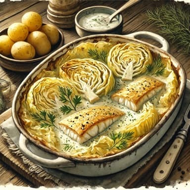 Fløtebakt kål med fisk