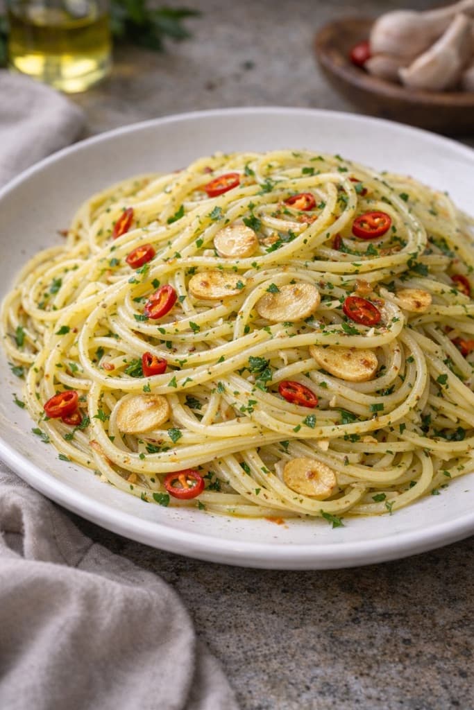 Spaghetti med hvitløks- og chiliolje