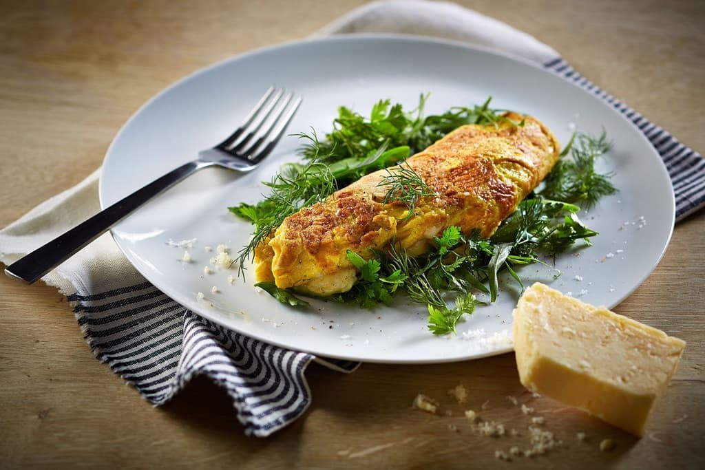 Fluffy omelett med blåskimmelost 