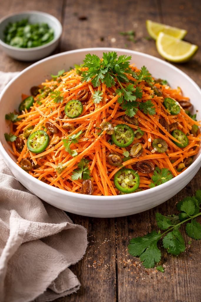 Revet gulrotsalat med ingefær og lime
