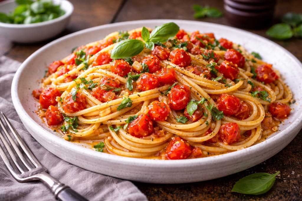 Spaghetti med rå tomatsaus