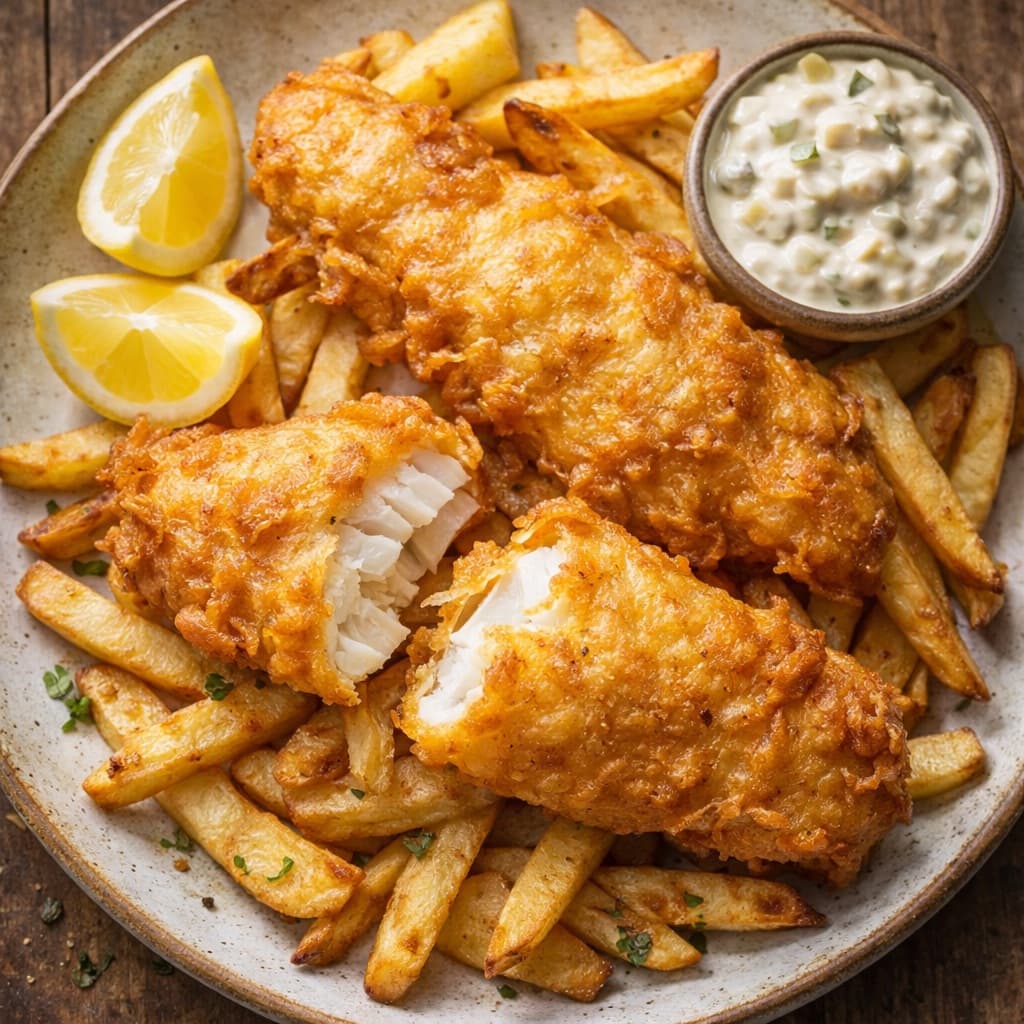 Frityrstekt fisk med ølpanering