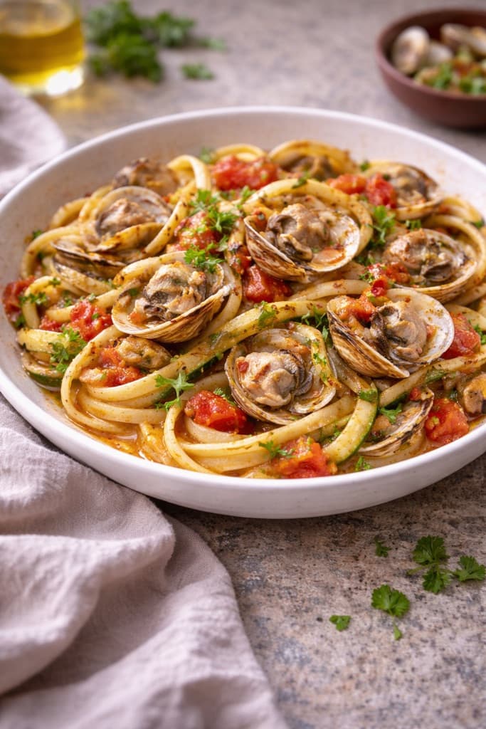 Bavette med hjerteskjell og courgetter