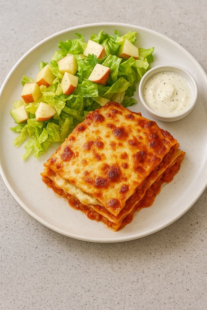 Rask lasagne med frisk eplesalat