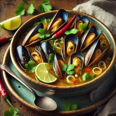 Blåskjell i Ingefær- og Chilisaus