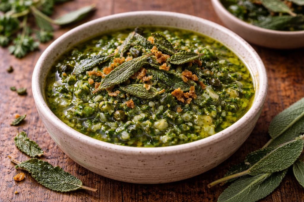 Stekt salvie Salsa Verde