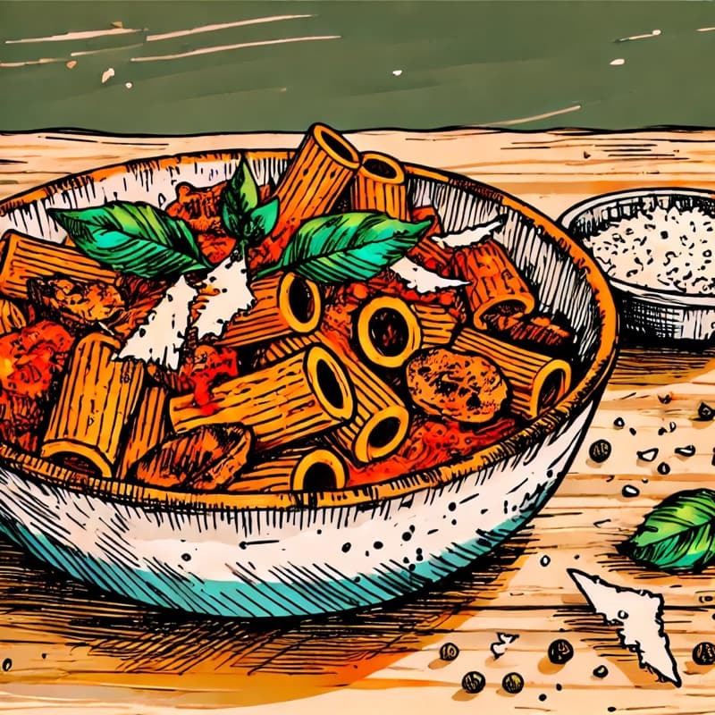 Rigatoni med Salsiccia og kremet tomatsaus