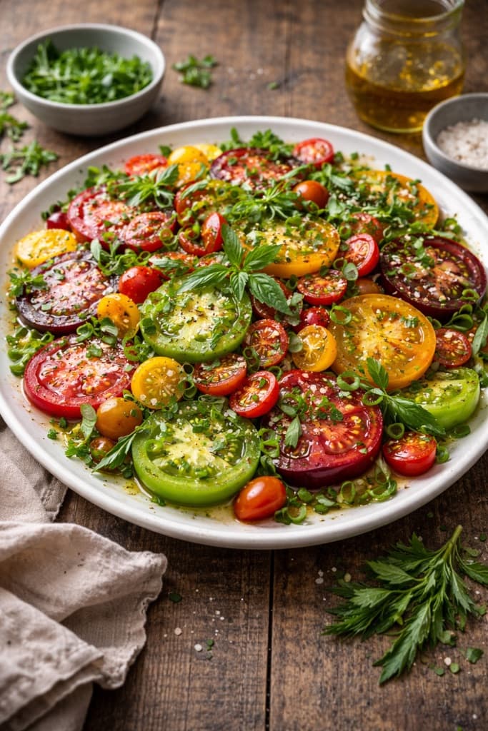 Sommersalat med tomater og urter