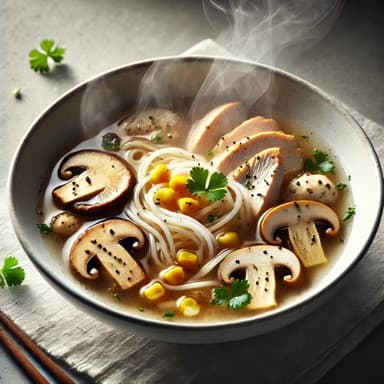 Shiitake kyllingsuppe med nudler