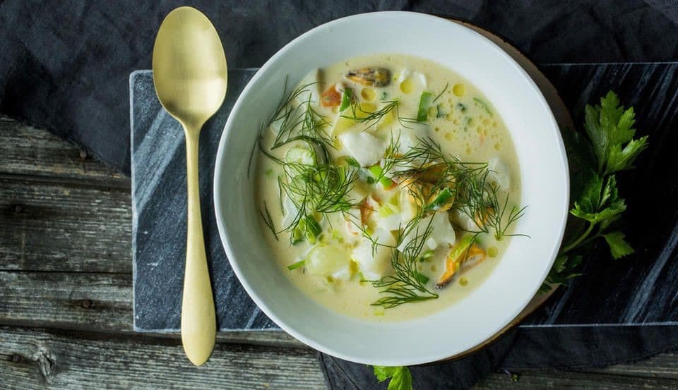Vichysuppe med blåskjell