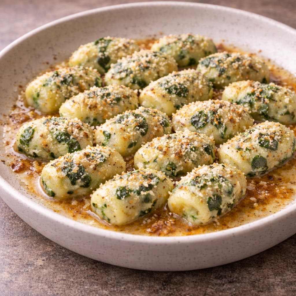 Potet- og spinatgnocchi
