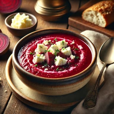 Rødbetesuppe med Geitost