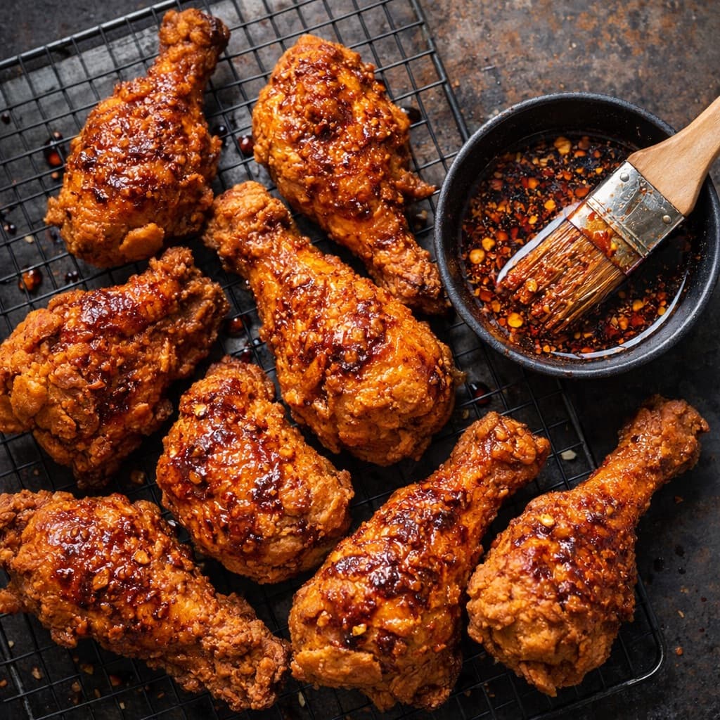 Sterkt krydret fritert kylling