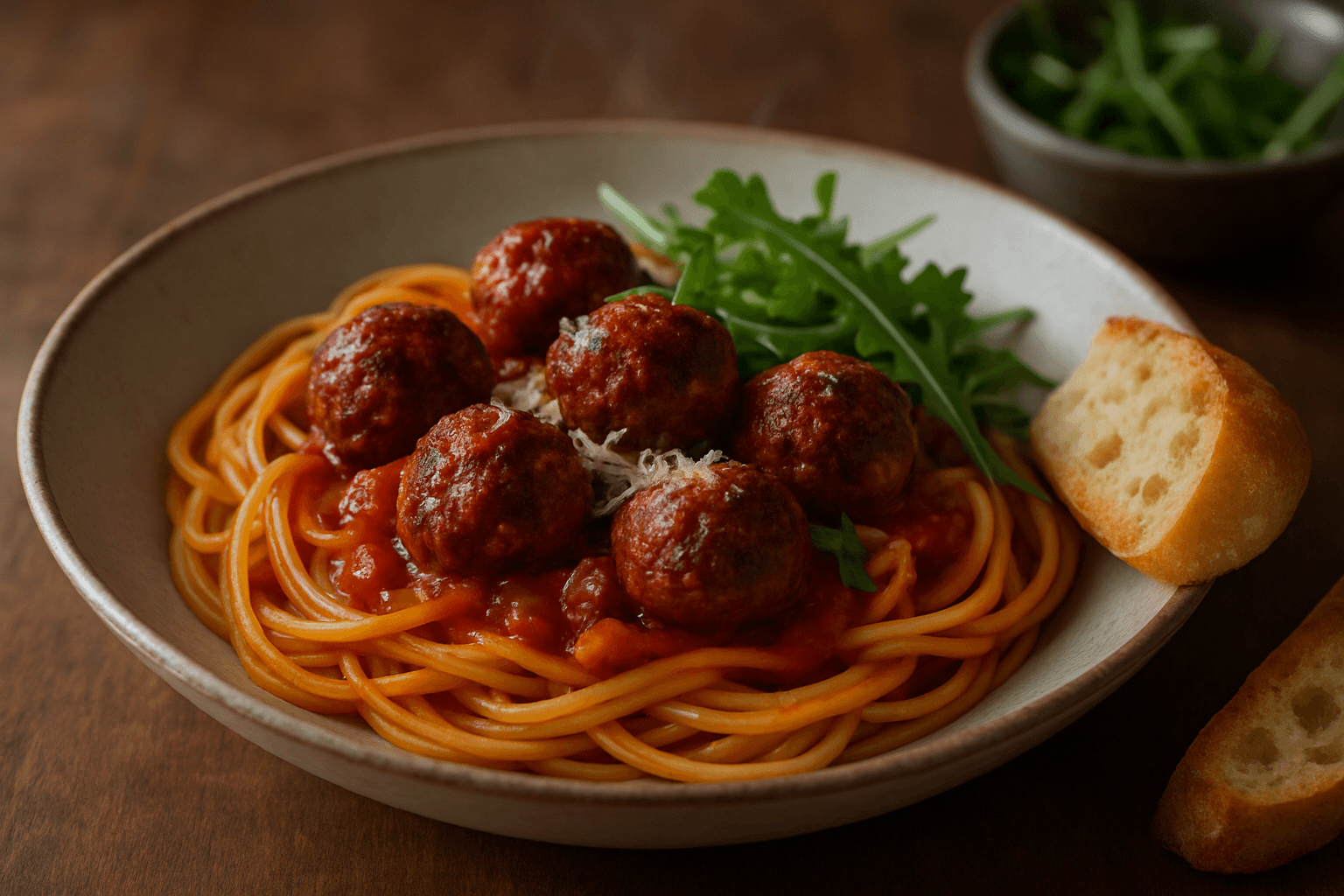 Chorizokjøttboller i tomatsaus med linguine