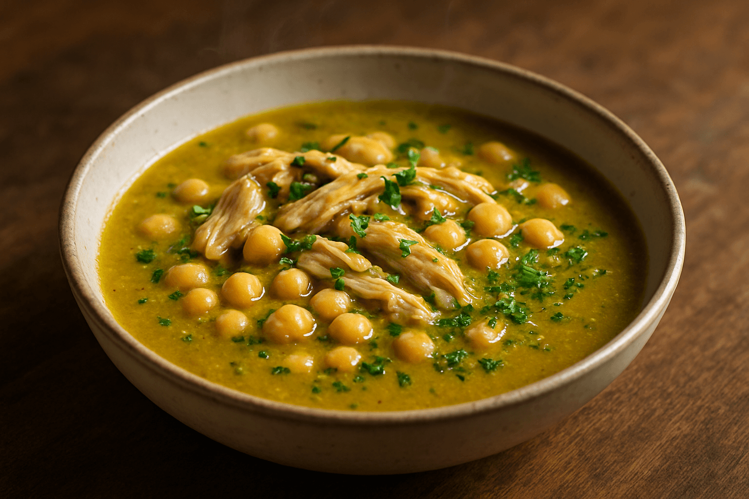 Kylling- og kikertersuppe