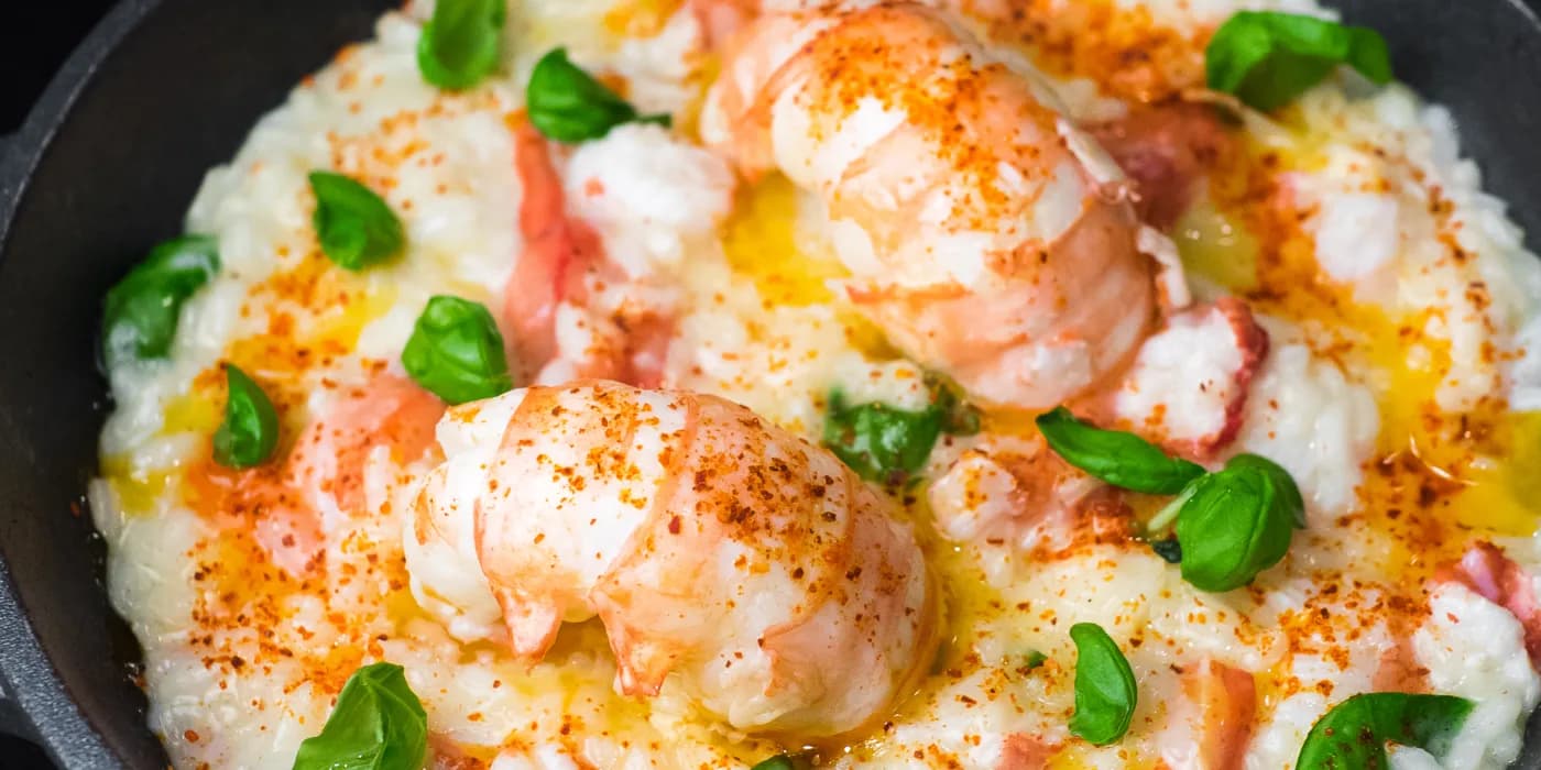 Risotto og sjøkrepshaler